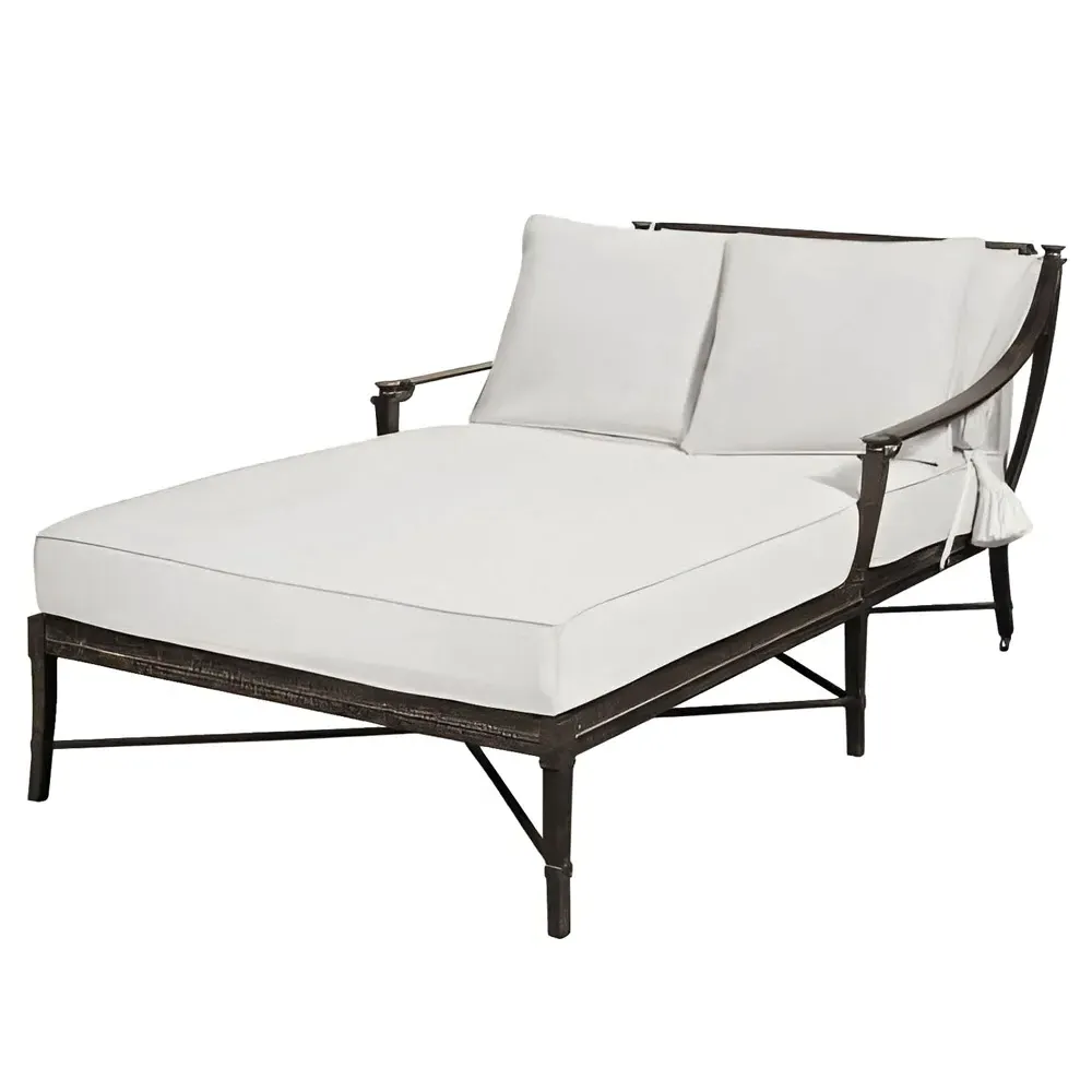 Andalusia Double Chaise Lounge - White, Aluminum