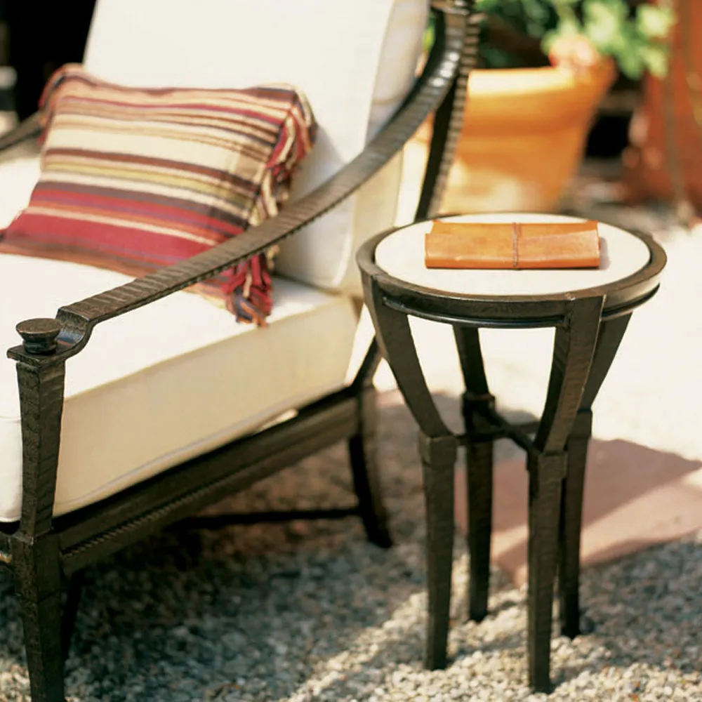 Andalusia Industrial Outdoor Side Table - White Stone Grey