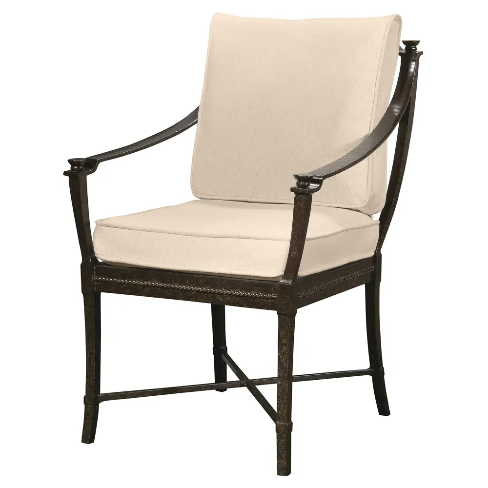 Andalusia Outdoor Dining Arm Chair - Beige, Aluminum