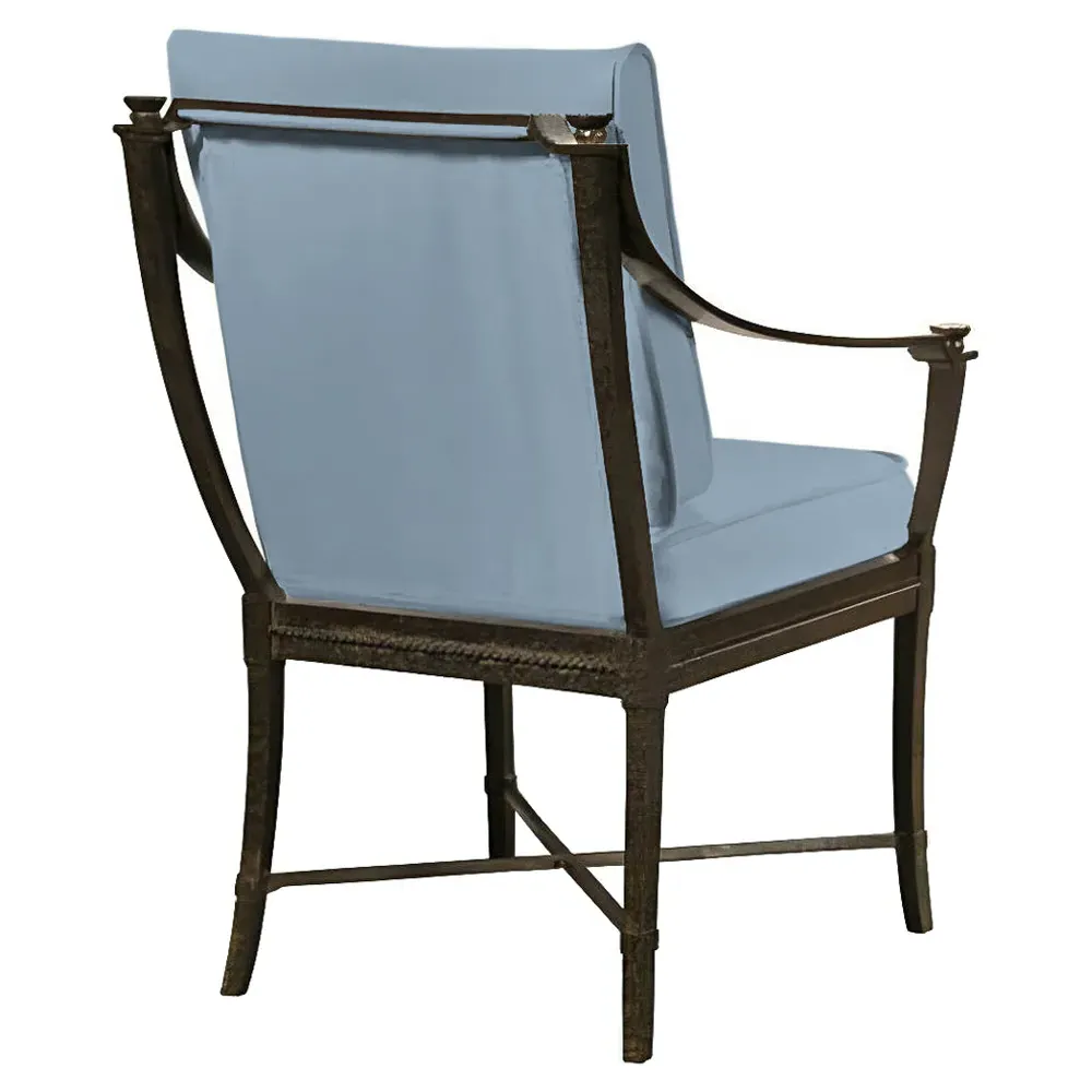 Andalusia Outdoor Dining Arm Chair - French Blue, Aluminum