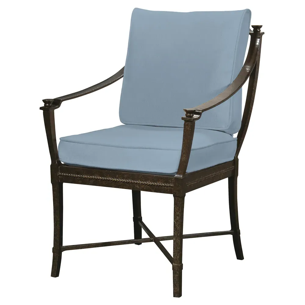Andalusia Outdoor Dining Arm Chair - French Blue, Aluminum