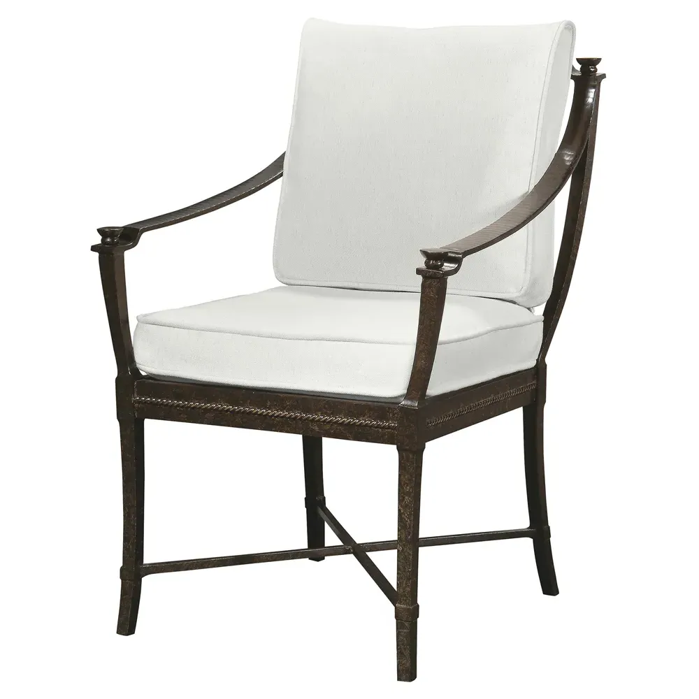 Andalusia Outdoor Dining Arm Chair - White, Aluminum