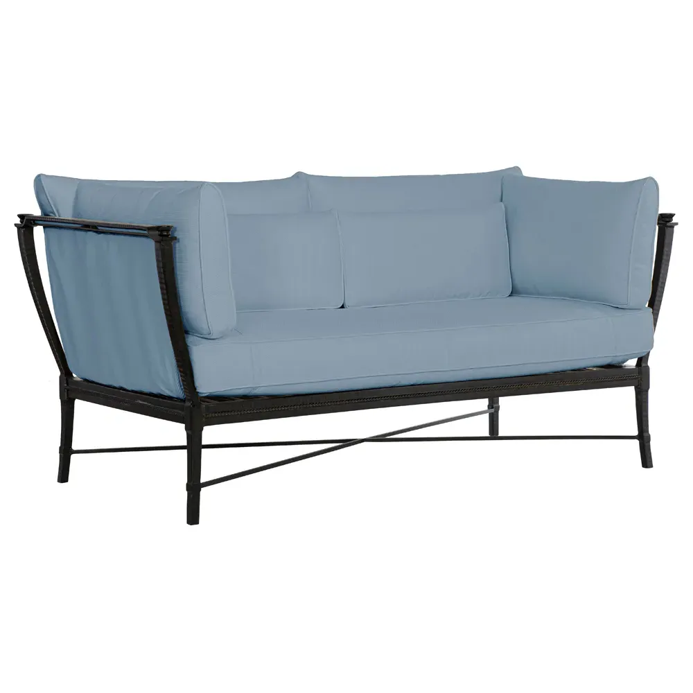 Andalusia Outdoor Loveseat - French Blue, Aluminum