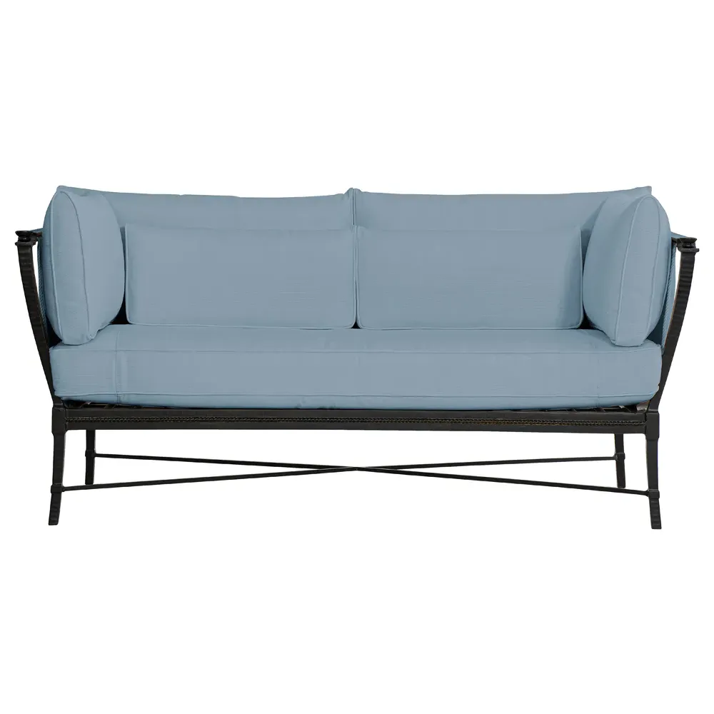 Andalusia Outdoor Loveseat - French Blue, Aluminum
