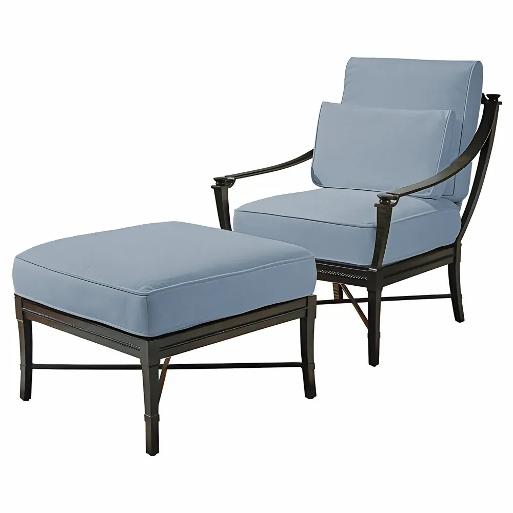 Andalusia Square Outdoor Ottoman - French Blue, Aluminum