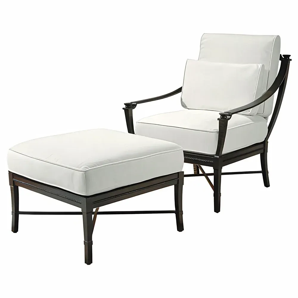 Andalusia Square Outdoor Ottoman - White, Aluminum