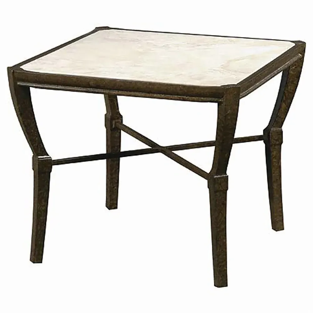 Andalusia Square Side Table - Brown, Limestone image