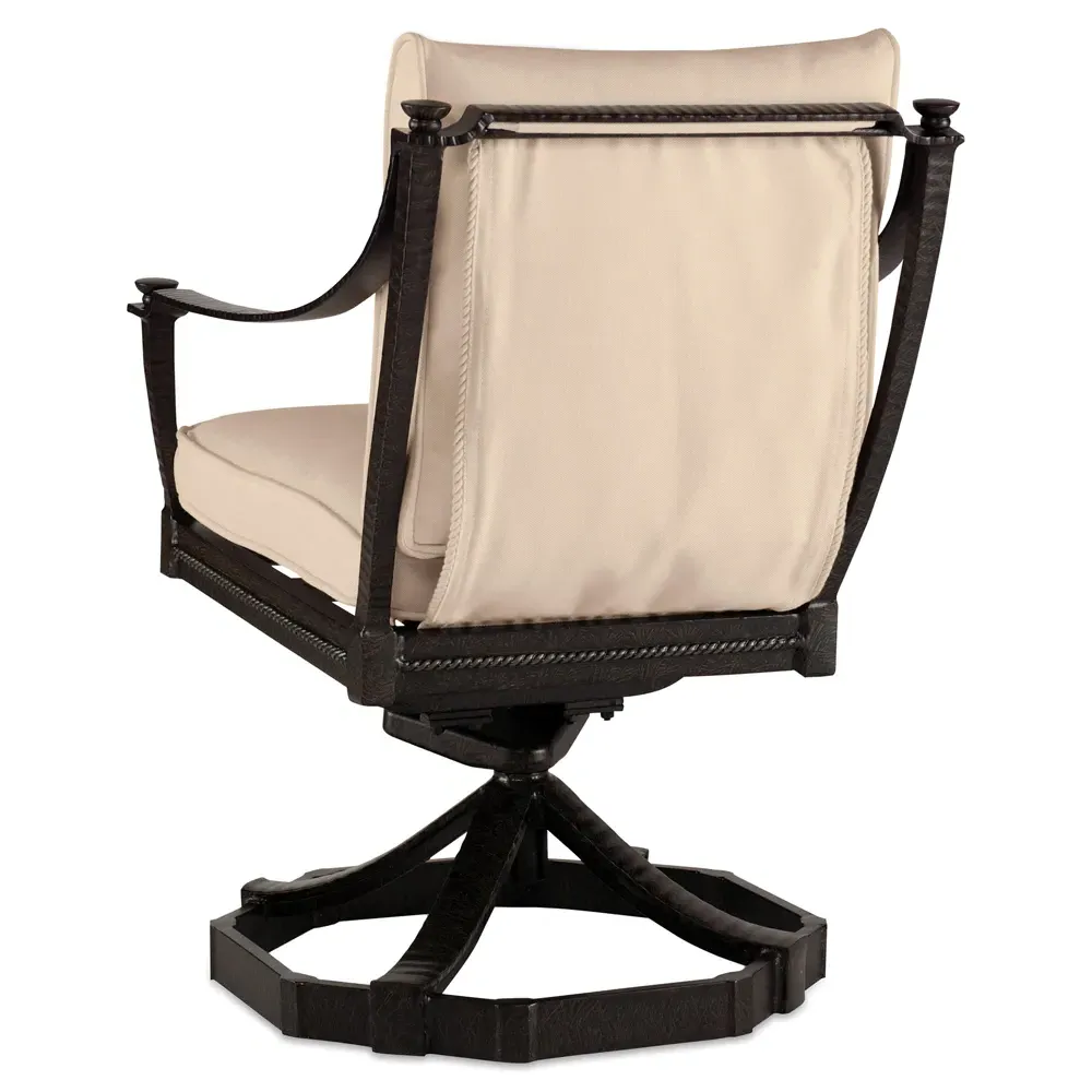 Andalusia Swivel Rocker Dining Arm Chair - Beige, Aluminum