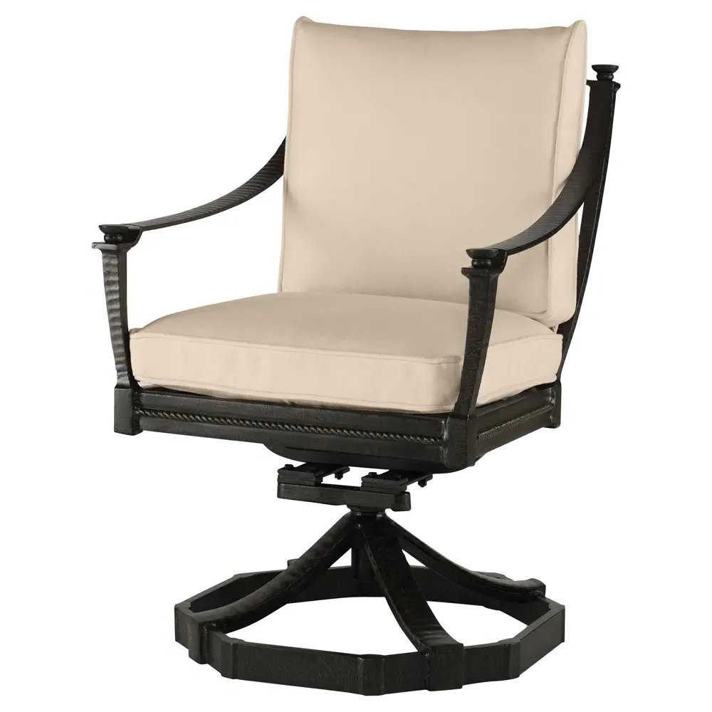 Andalusia Swivel Rocker Dining Arm Chair - Beige, Aluminum image