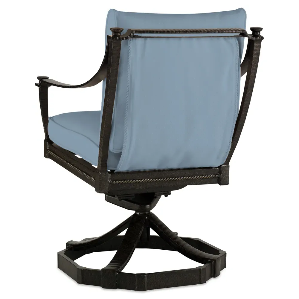 Andalusia Swivel Rocker Dining Arm Chair - Blue, Aluminum