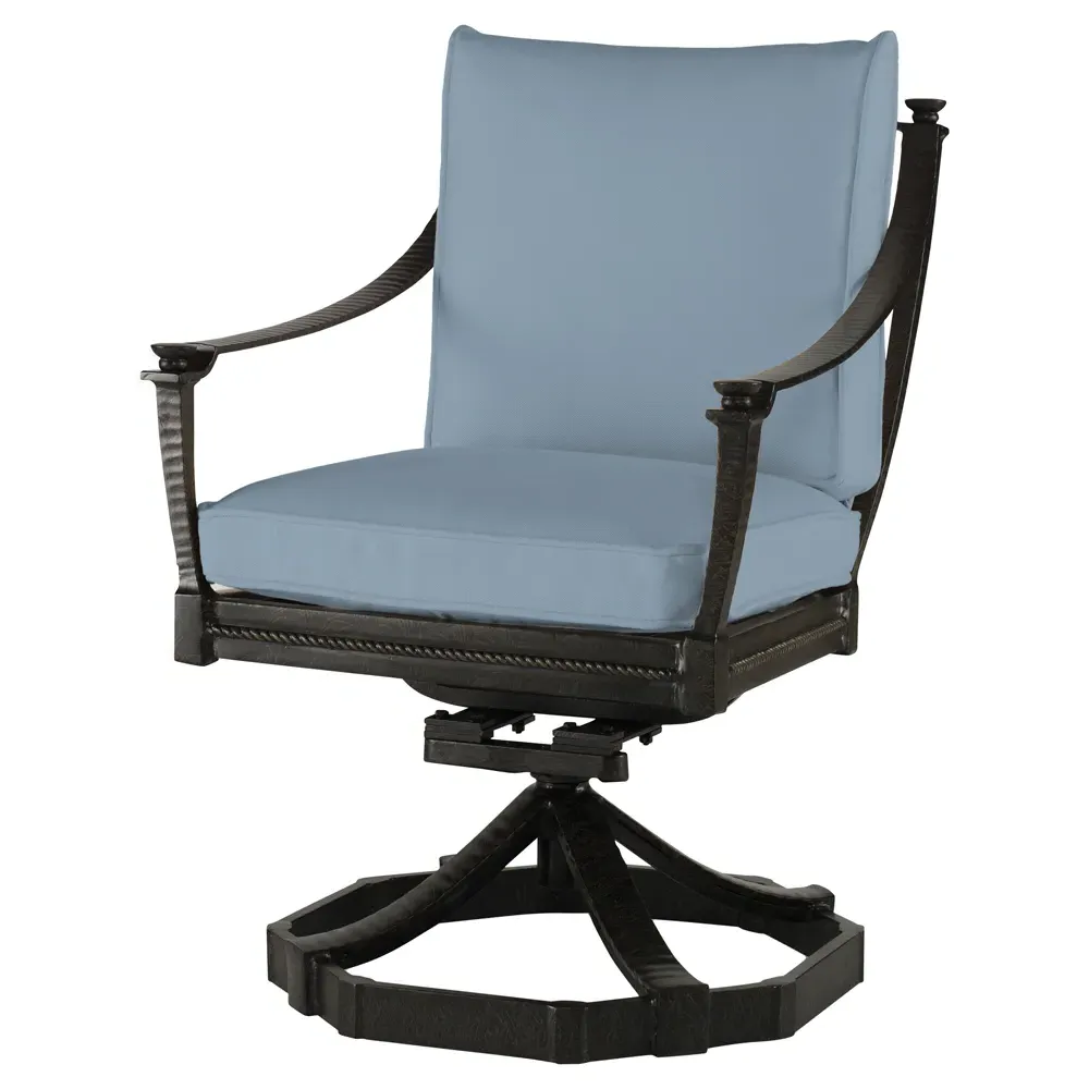 Andalusia Swivel Rocker Dining Arm Chair - Blue, Aluminum