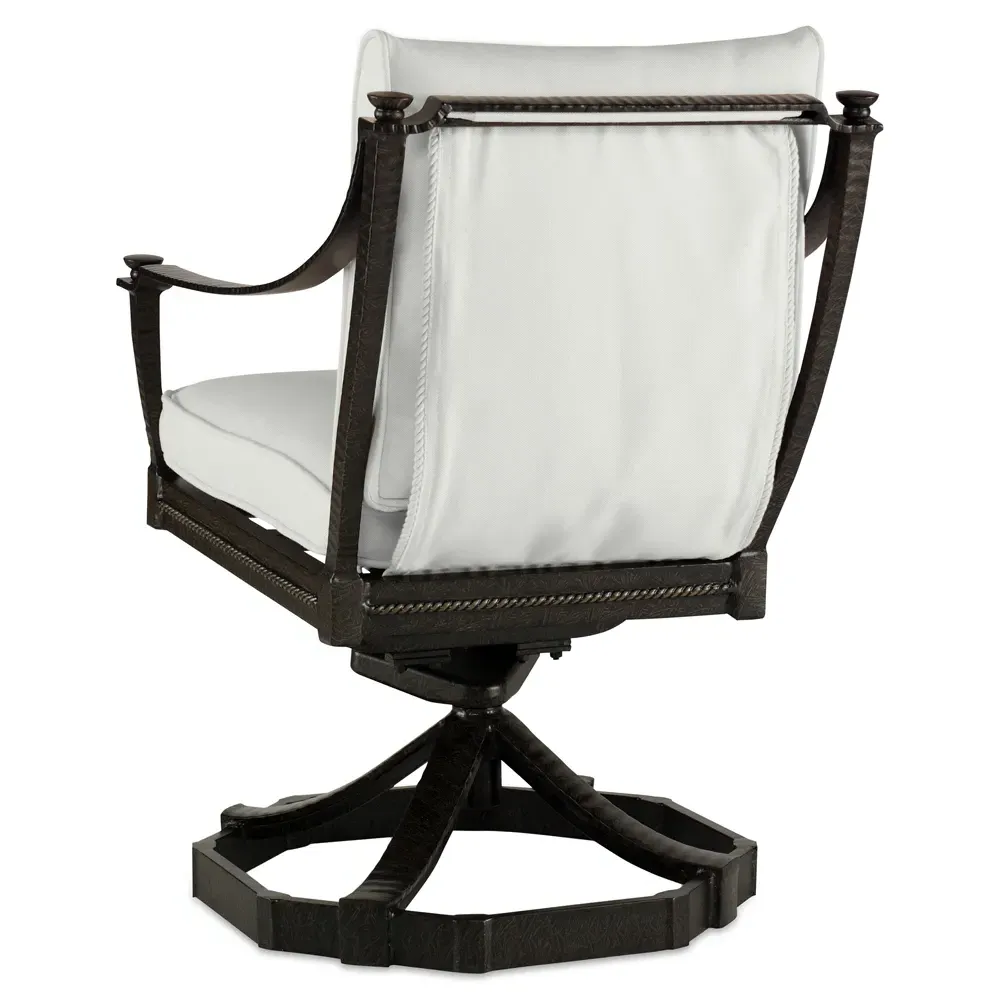 Andalusia Swivel Rocker Dining Arm Chair - White, Aluminum