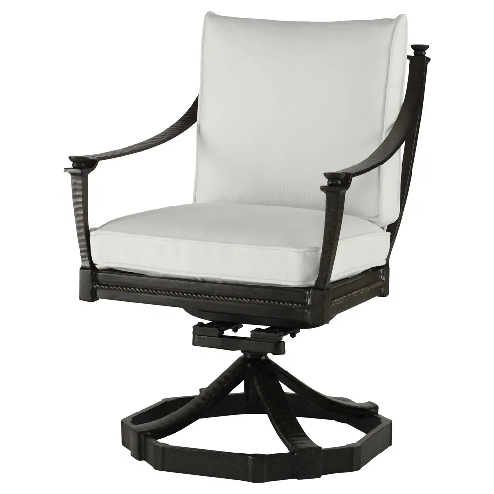 Andalusia Swivel Rocker Dining Arm Chair - White, Aluminum