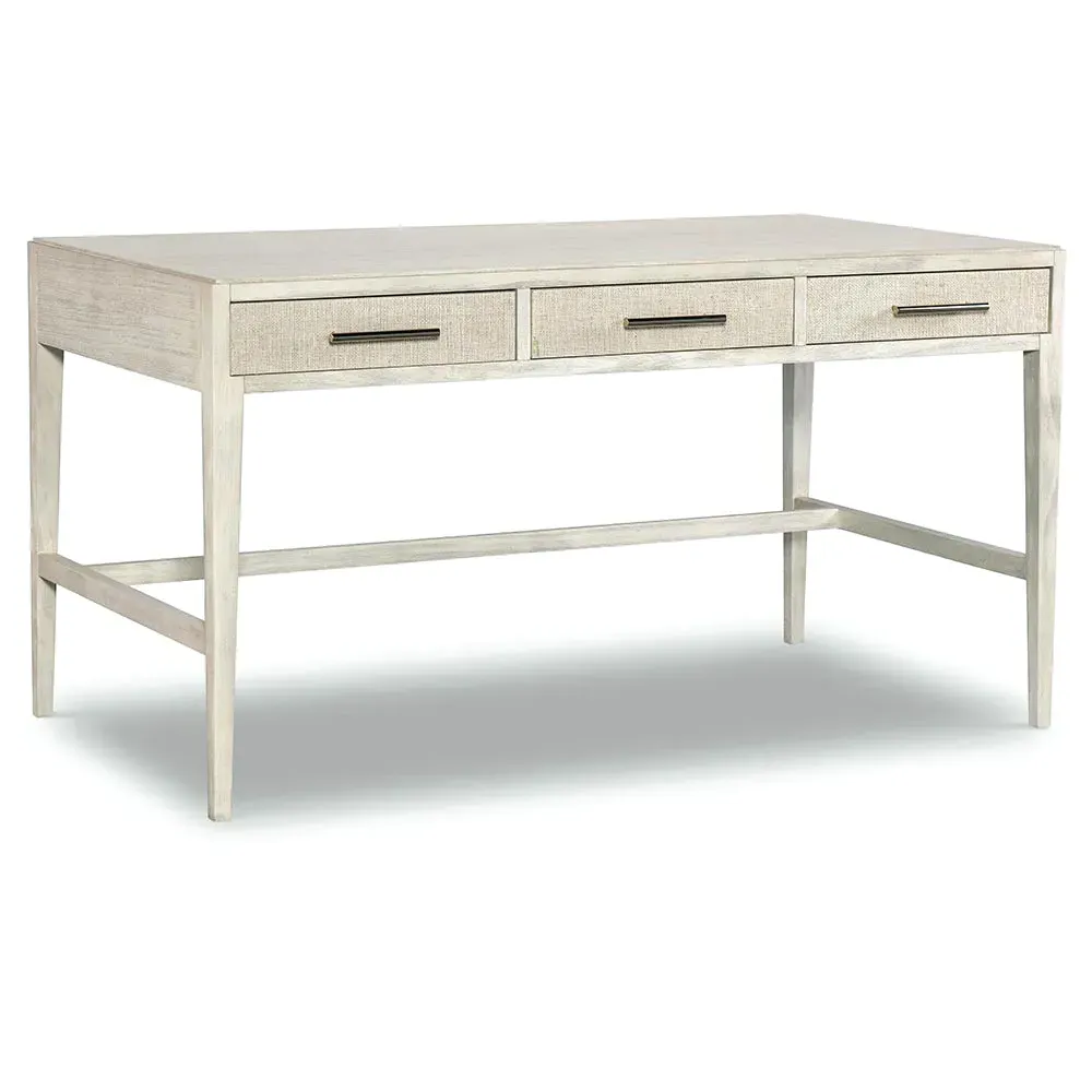 Atlas Desk with Raffia Drawers - White, Gmelina Wood