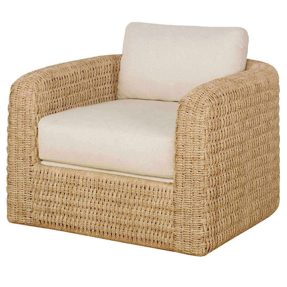 Bottega Swivel Lounge Chair - Cream, Rattan