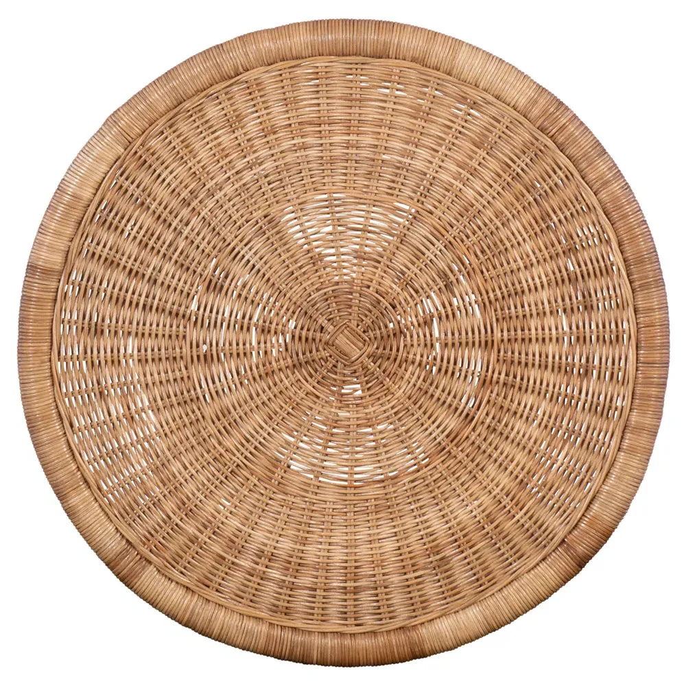 Breakers Coastal Beach Round Side Table - Natural, Rattan
