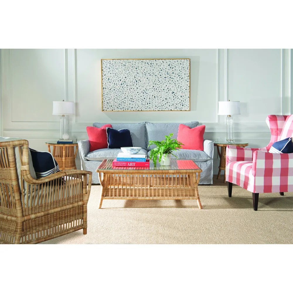 Breakers Coastal Beach Round Side Table - Natural, Rattan