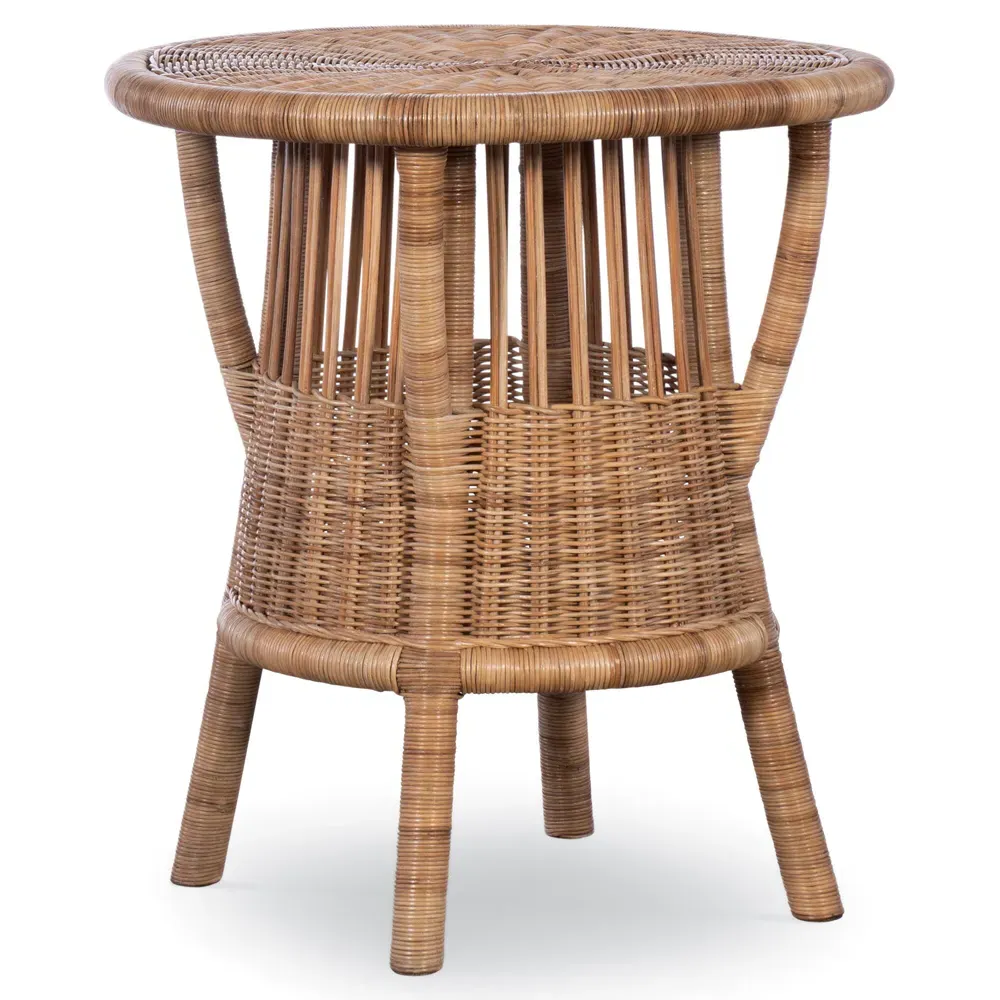 Breakers Coastal Beach Round Side Table - Natural, Rattan image