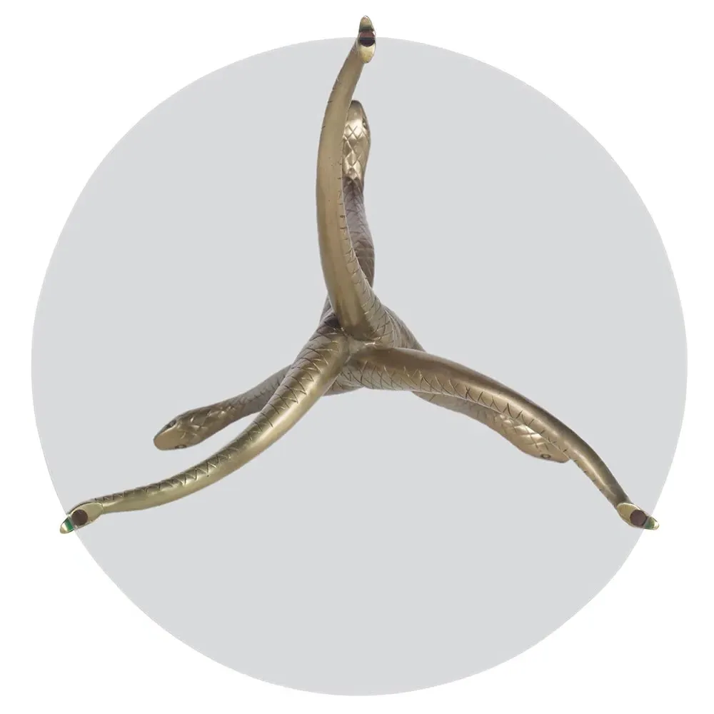 Brooke Round Drink Table with Serpent Base - Brass, Glass