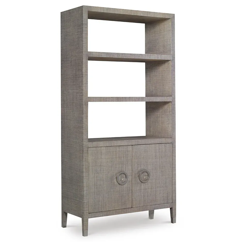 Charlston Open Back 2 Door Bookcase - French Grey, Mahogany