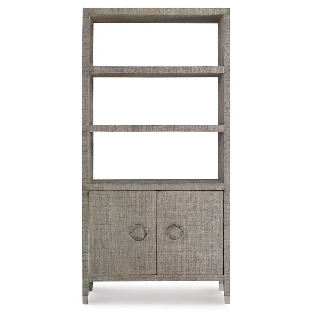 Charlston Open Back 2 Door Bookcase - French Grey, Mahogany image