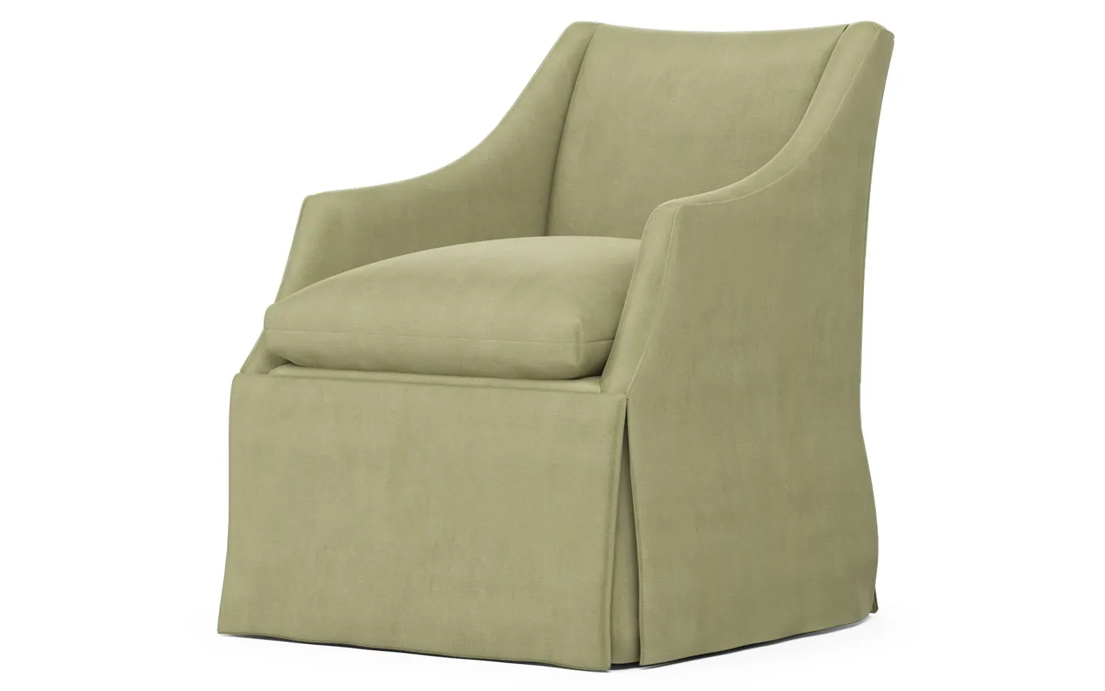 Coloney Skirted Swivel Chair - Eucalyptus, Performance Velvet