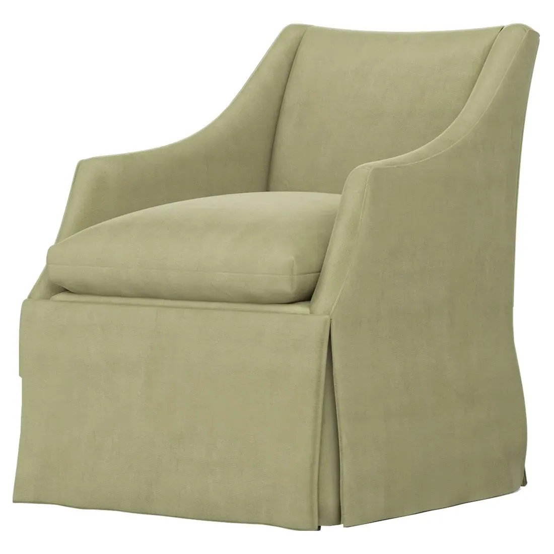 Coloney Skirted Swivel Chair - Eucalyptus, Performance Velvet image