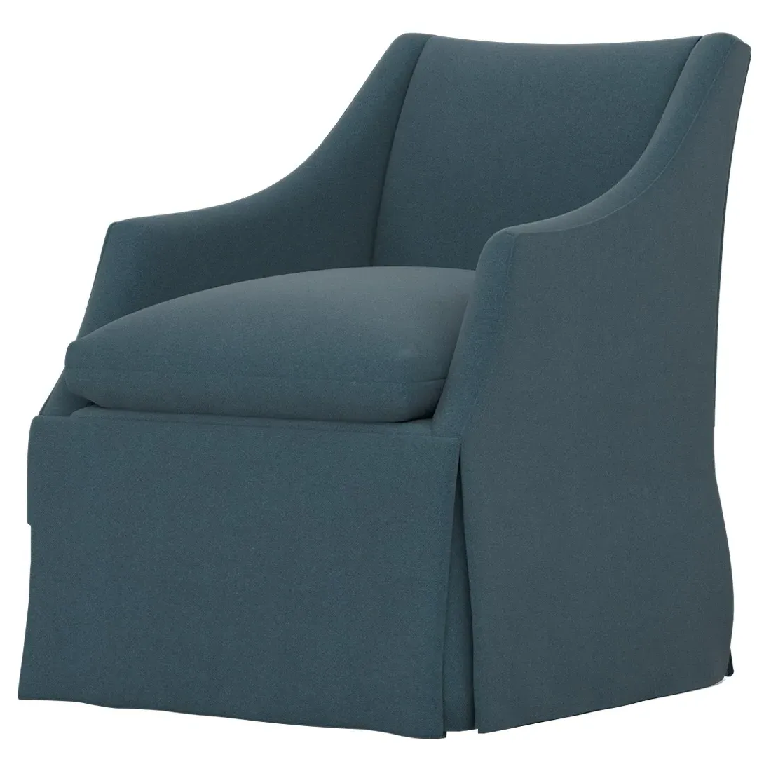 Coloney Skirted Swivel Chair - Rainstorm, Performance Velvet