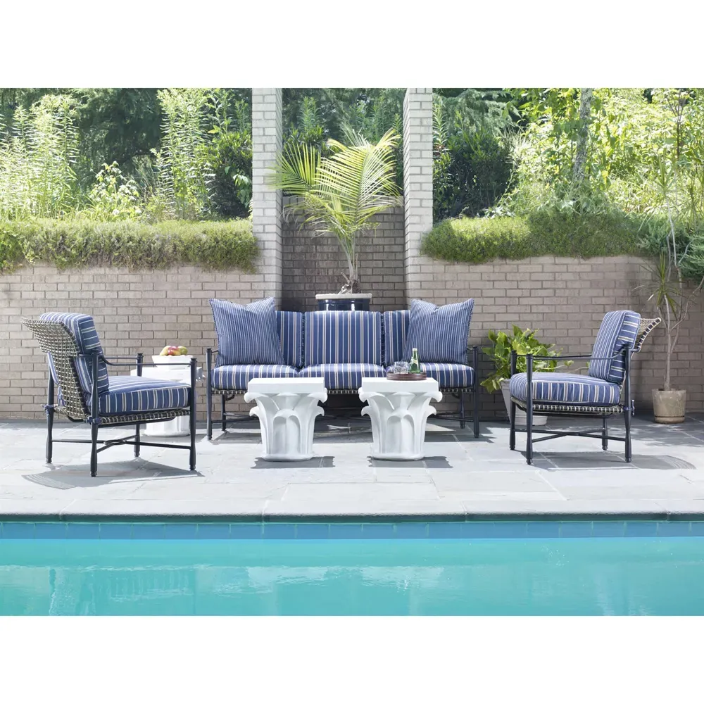 Compliments Square Outdoor Side Table - White, Stone