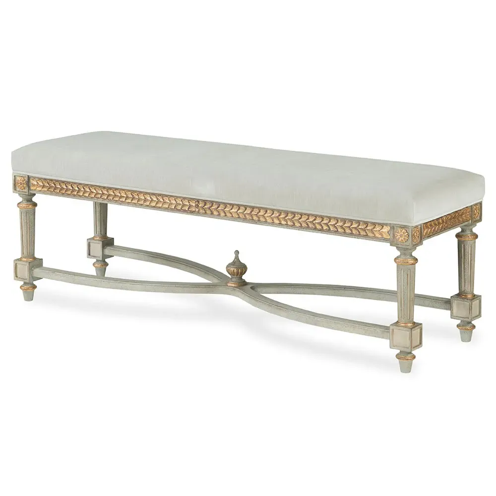 Corbett Upholstered Bench - Grey, Velvet