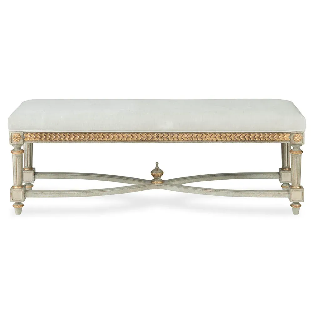 Corbett Upholstered Bench - Grey, Velvet image