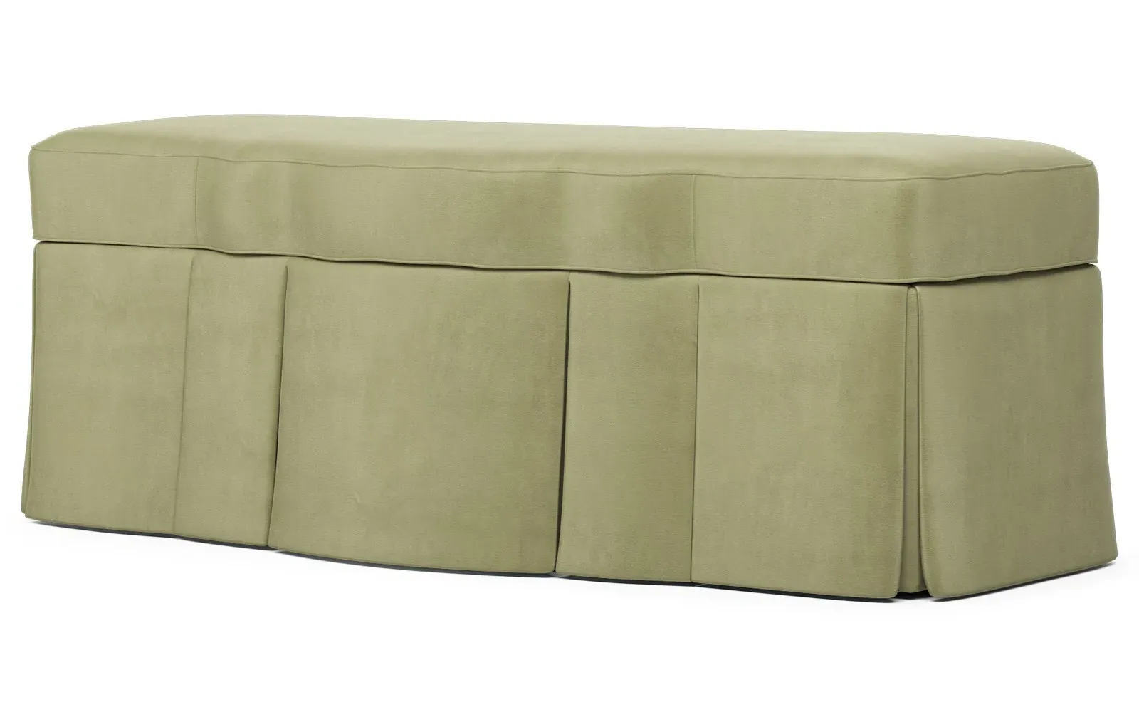 Cornell Skirted Storage Bench - Eucalyptus, Velvet