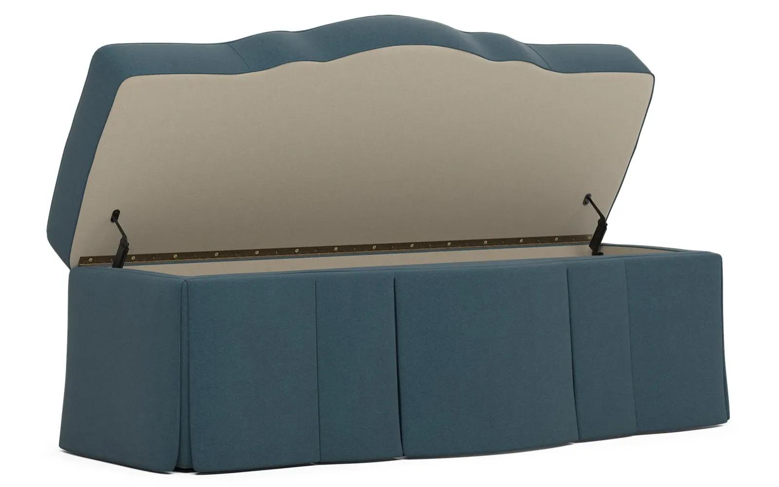 Cornell Skirted Storage Bench - Rainstorm, Velvet