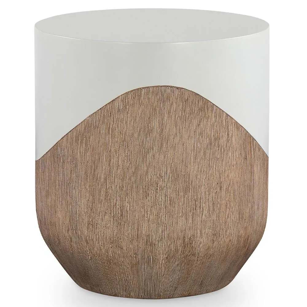 Danny Round Outdoor Side Table - White, Concrete