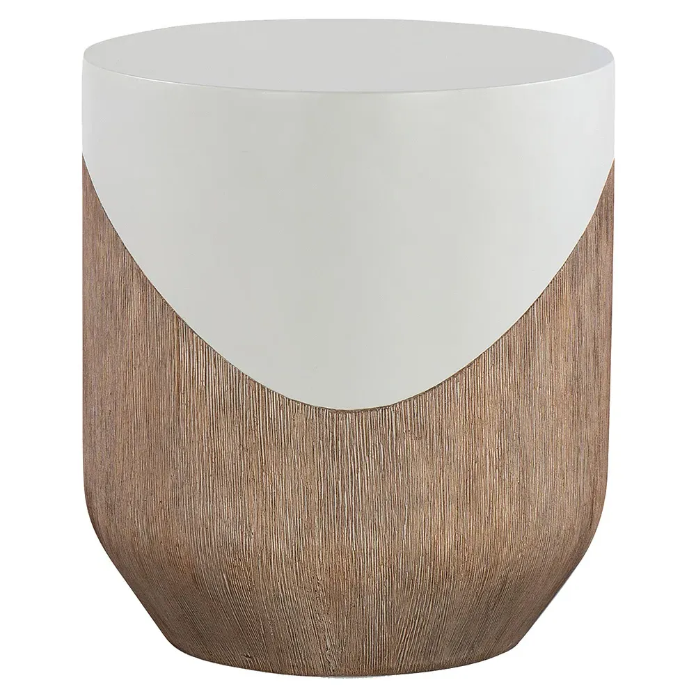 Danny Round Outdoor Side Table - White, Concrete