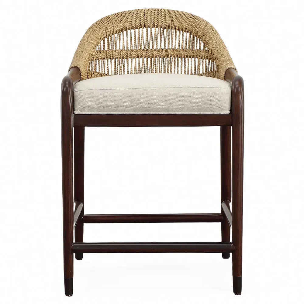 Flax Upholstered Counter Stool - Brown, Mahogany image