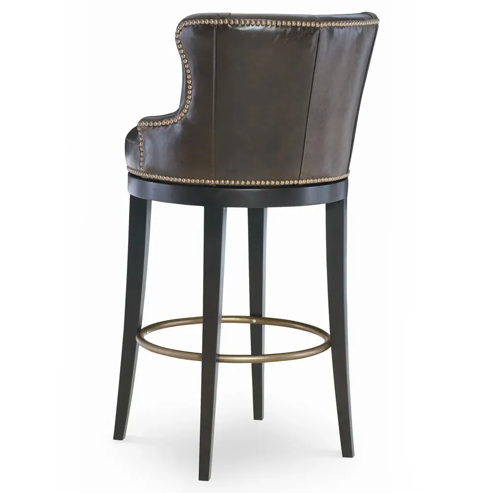 Forte Tufted Swivel Bar Stool - Brown, Leather