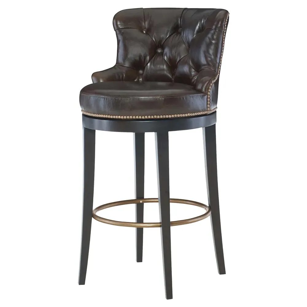 Forte Tufted Swivel Bar Stool - Brown, Leather image