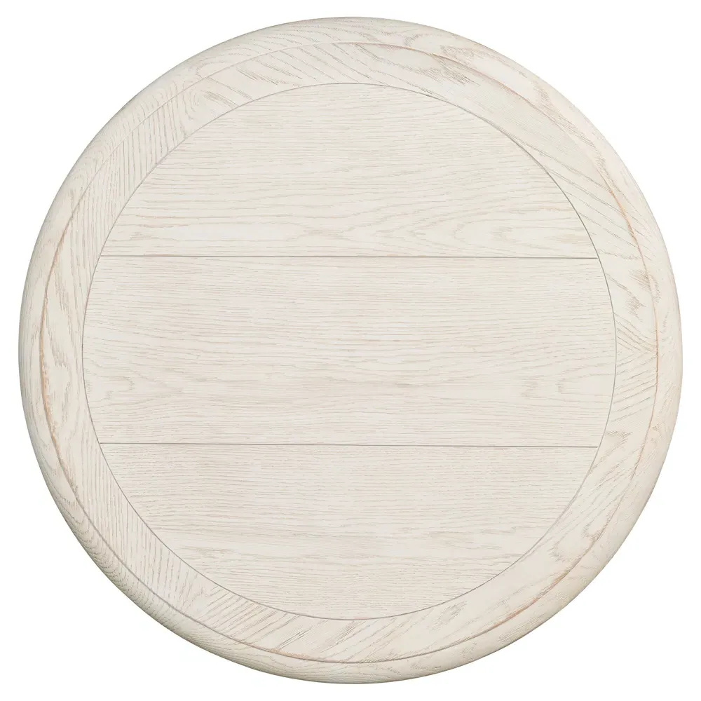 Grand Round Pedestal Side Table - White Wash, Oak