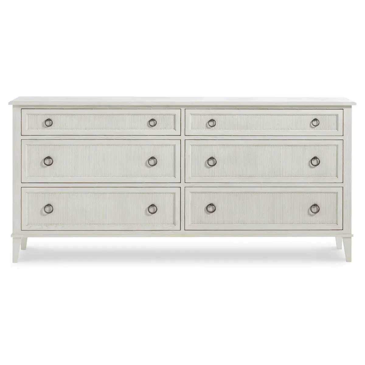 Hampton 6 Drawer Double Dresser - White, Ash Wood