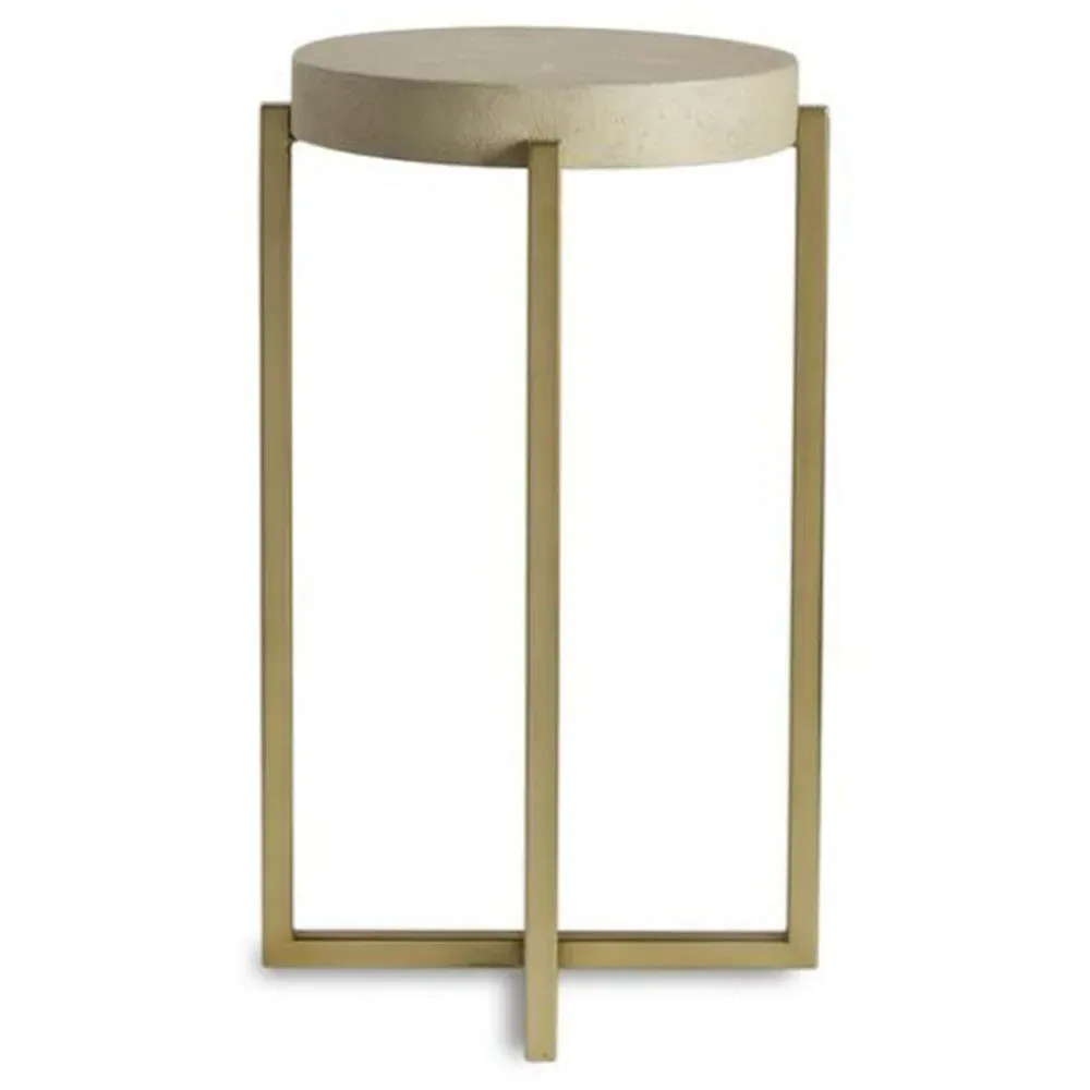Kendall Side Table - Beige, Faux Shagreen