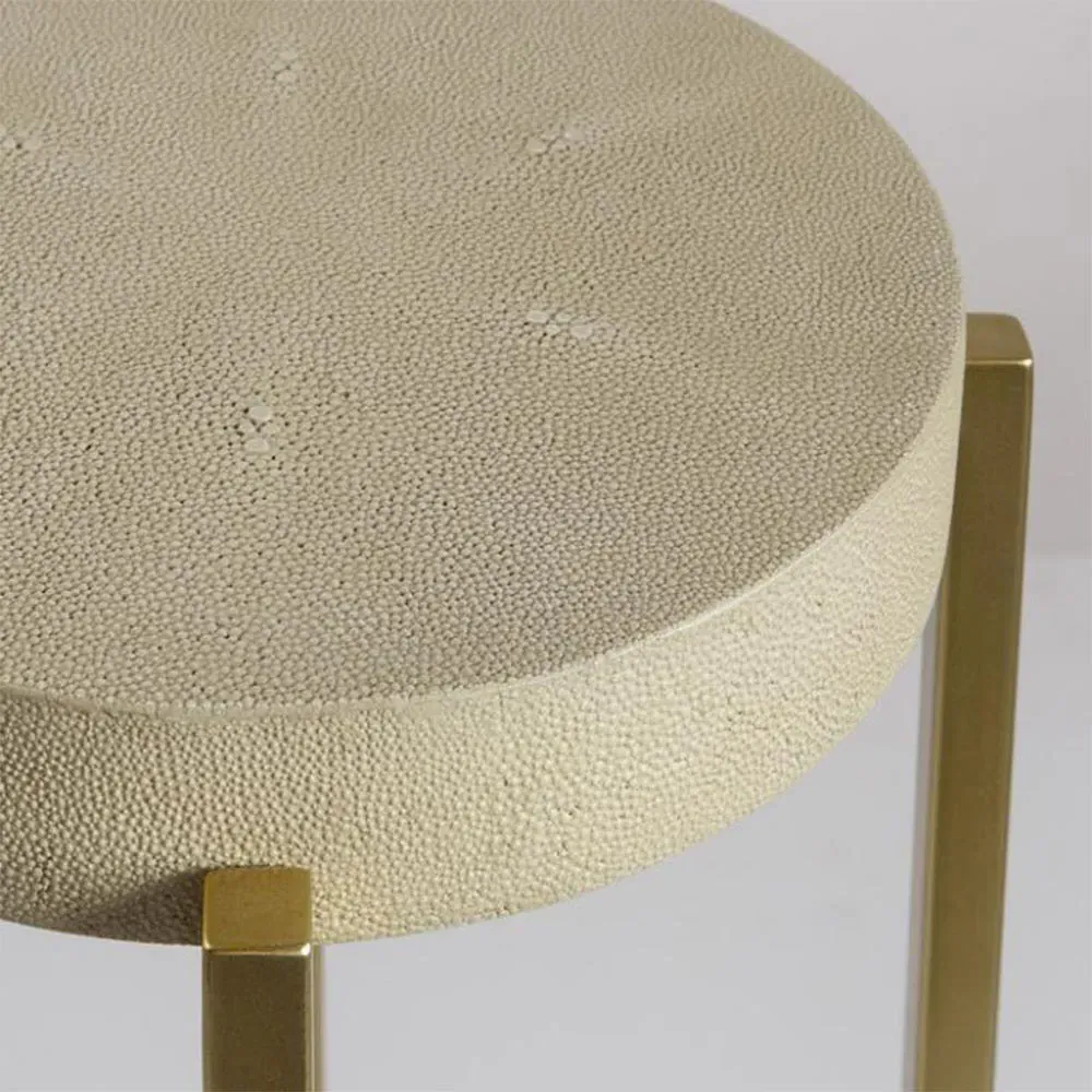 Kendall Side Table - Beige, Faux Shagreen