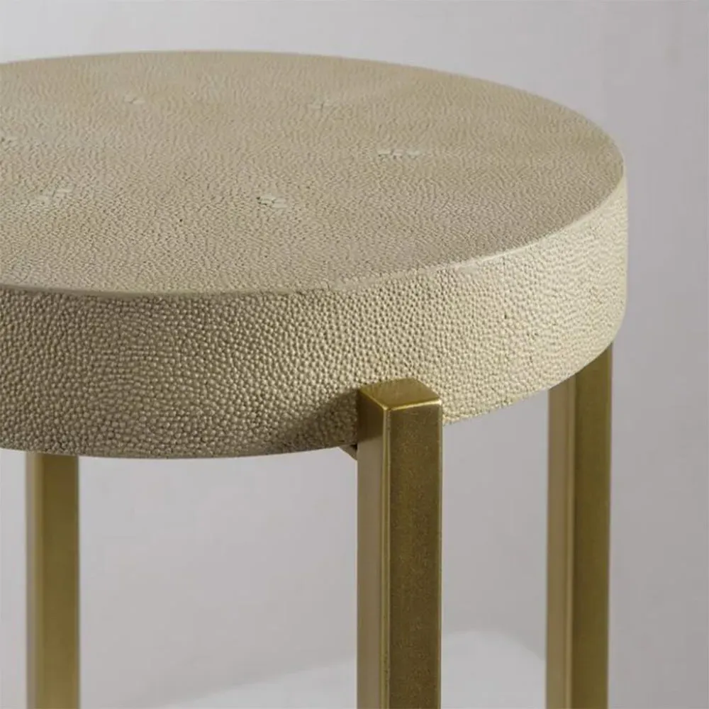 Kendall Side Table - Beige, Faux Shagreen