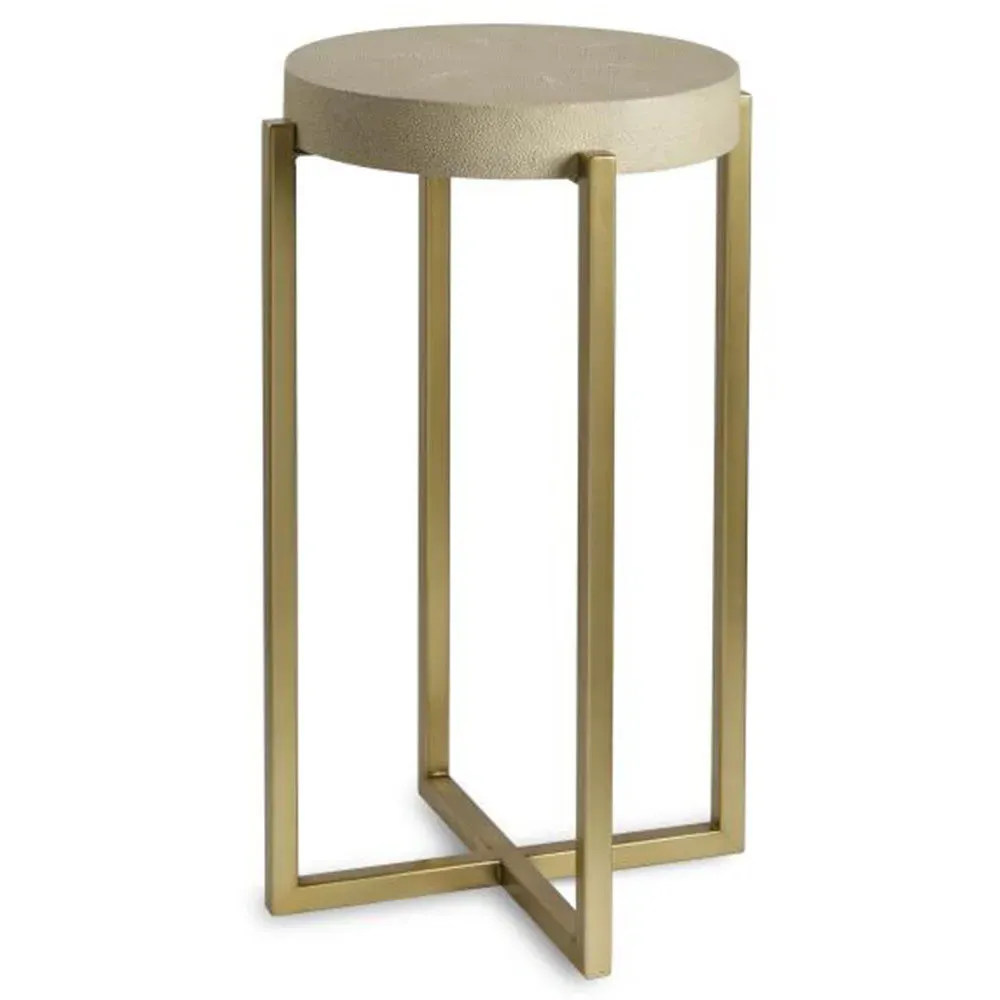 Kendall Side Table - Beige, Faux Shagreen image