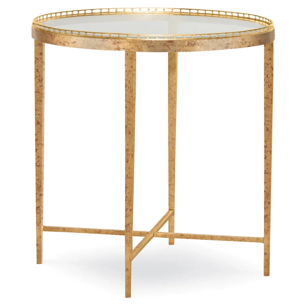 Logan Round Side Table - Brass, Tempered Glass image