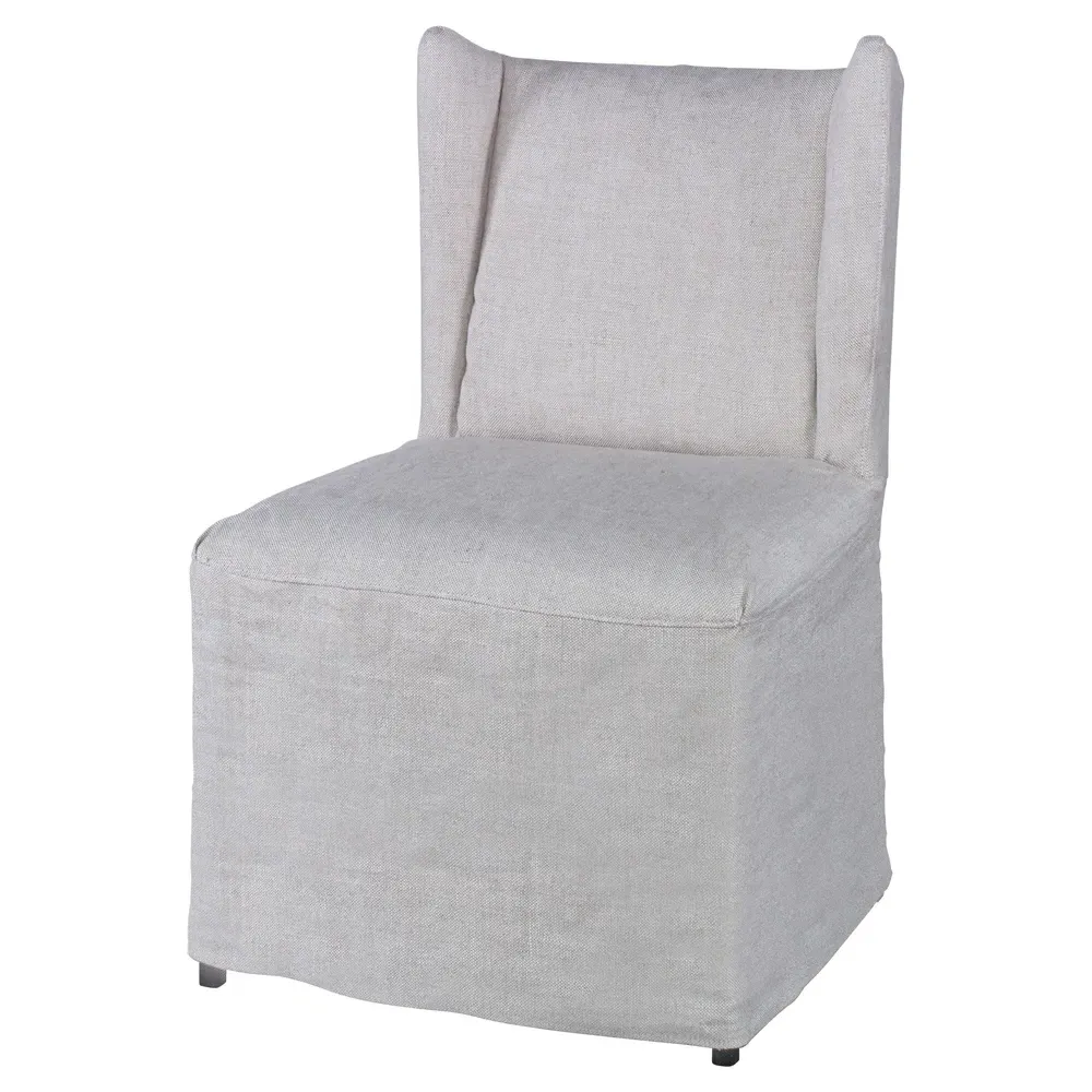 Loren Slipcover Dining Side Chair - Grey, Linen image