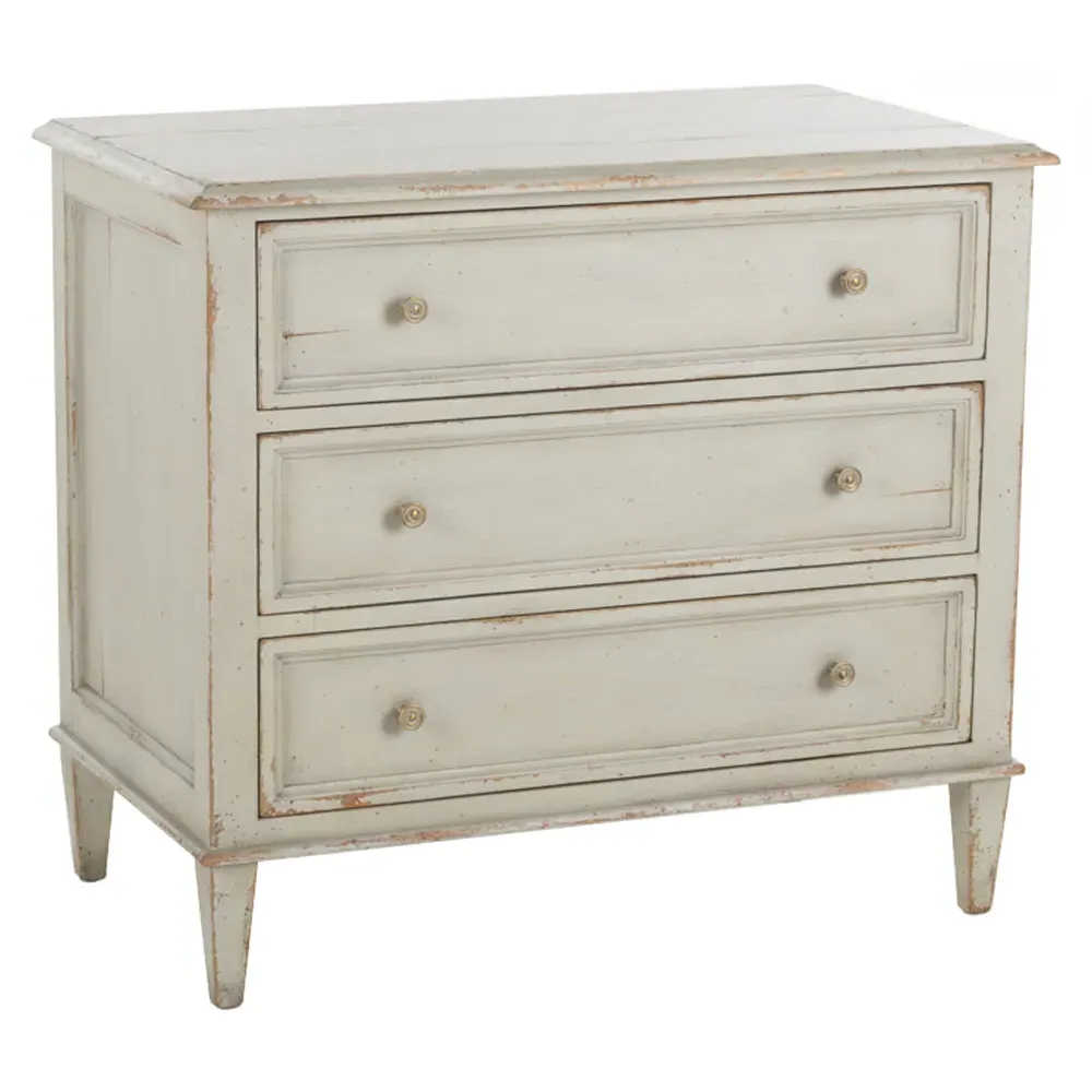 Madeline 3 Drawer Nightstand - Light Grey, Acacia