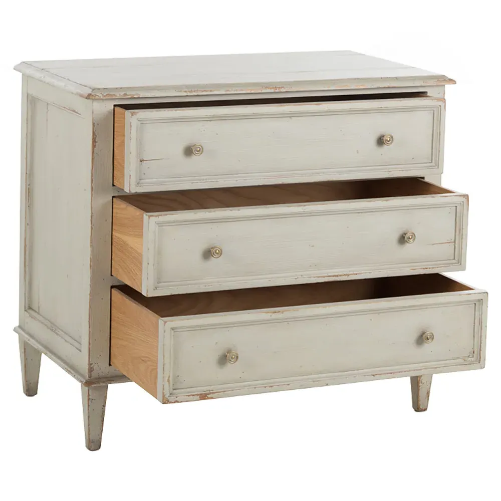 Madeline 3 Drawer Nightstand - Light Grey, Acacia