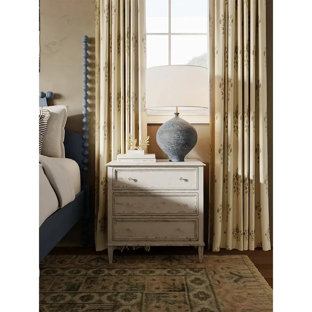 Madeline 3 Drawer Nightstand - Light Grey, Acacia
