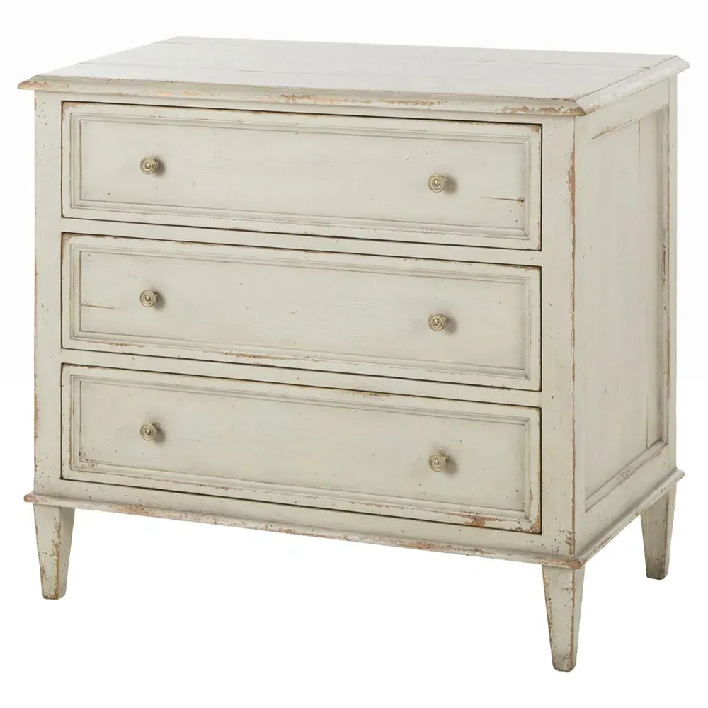 Madeline 3 Drawer Nightstand - Light Grey, Acacia